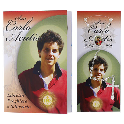 Livro do Santo Rosário com marcador e terço de São Carlo Acutis ITA 1