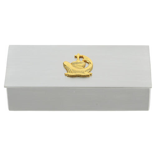 Scatola chiavi tabernacolo metallo pani e pesci color oro 3x12x5 cm 1