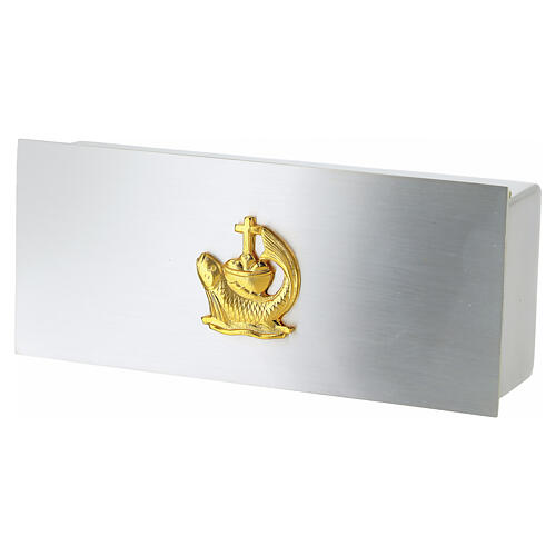 Scatola chiavi tabernacolo metallo pani e pesci color oro 3x12x5 cm 4