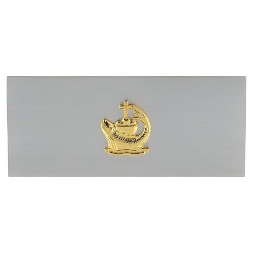 Scatola chiavi tabernacolo metallo pani e pesci color oro 3x12x5 cm 5