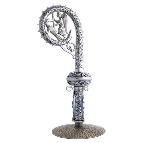 Base para exposição de báculo pastoral cinzelada cor bronze diam. 15 cm 4