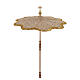Processional umbrella fabric cover with floral scrolls and golden filaments s7