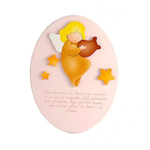 Angel and nusery rhyme pink plaque 1