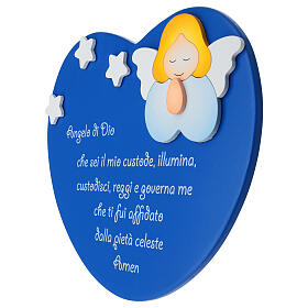 Heart-shaped blue ornament with prayer to the Guardian Angel, Azur Loppiano