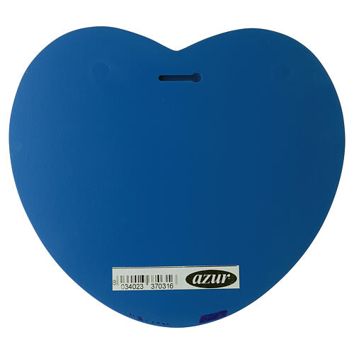 Heart-shaped blue ornament with prayer to the Guardian Angel, Azur Loppiano 3