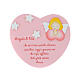 Heart-shaped pink ornament, prayer to the Guardian Angel, Azur Loppiano, 25x27cm. s1