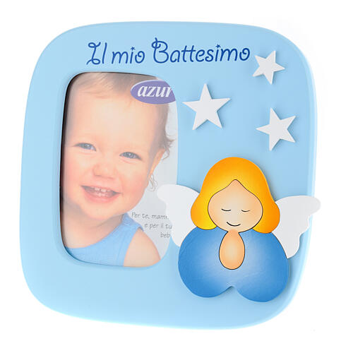 Photo frame Azur Loppiano "My Baptism", blue wood, 6x4 in 2