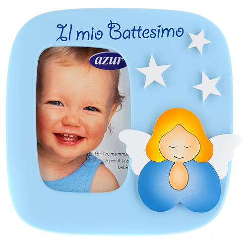 Photo frame Azur Loppiano "my Baptism" light blue 1