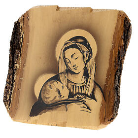 Virgen de la mirada tierna de madera de olivo