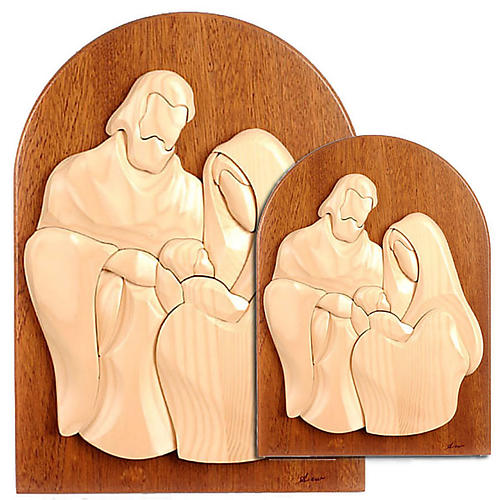 Płaskorzeźba Święta Rodzina tabliczka z drewna mah 1