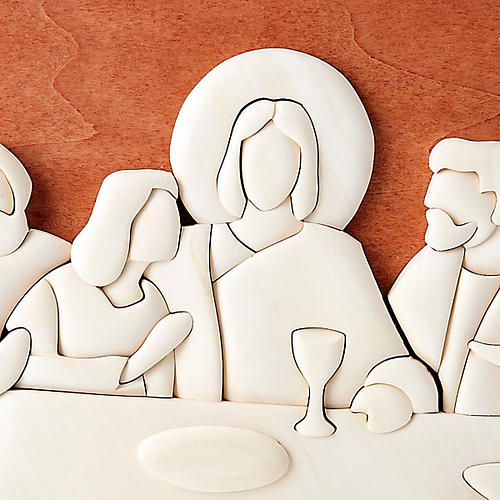 Bassrelief Letzte Abendessen Kirschholz Azur 3