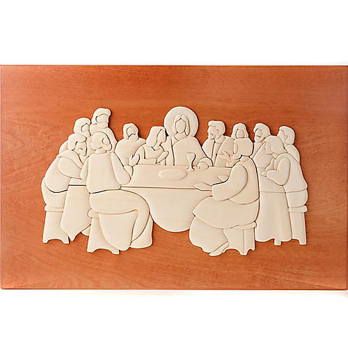 Cherry wood Last Supper Azur Loppiano bas-relief 1