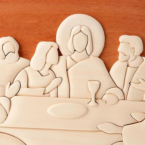 Cherry wood Last Supper Azur Loppiano bas-relief 3