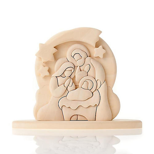 Natural wood bas-relief Holy Family (20x16 cm) 1