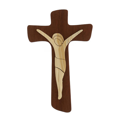 Crucifixo estilizado madeira bicolor 1
