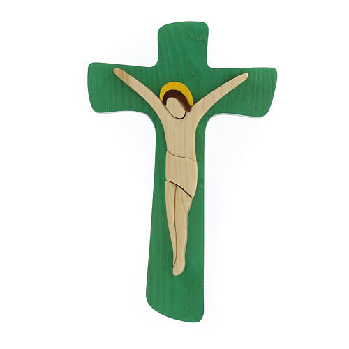 Crucifixo estilizado madeira pintada 1
