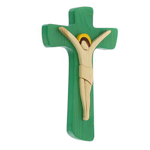 Crucifixo estilizado madeira pintada 2