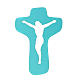 Wooden perforated cross, aquamarine colour Azur Loppiano s1