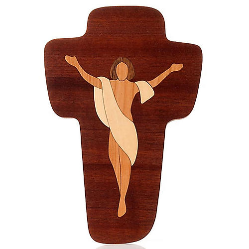 Crucifix Christ Ressuscité Azur bois 1