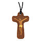 Collier bois Azur Loppiano croix Christ marqueté 5x3 cm s1