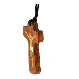 Azur Loppiano wooden necklace with inlaid Christ cross 5x3 cm