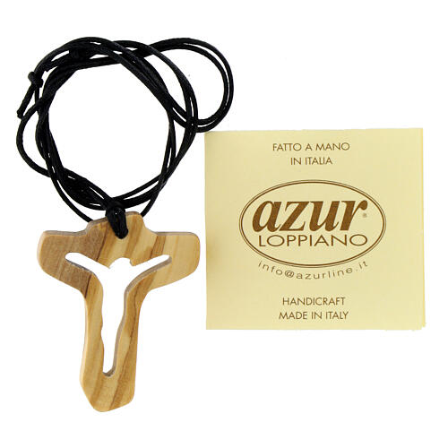 Azur Loppiano tau wood necklace perforated 5x4 cm 3