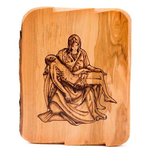 Okrągły obrazek Pieta' drewno oliwkowe Azur 1