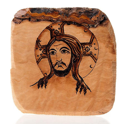 Jesus-Gesicht Tafel  Oliven-Holz Azur Loppiano 1