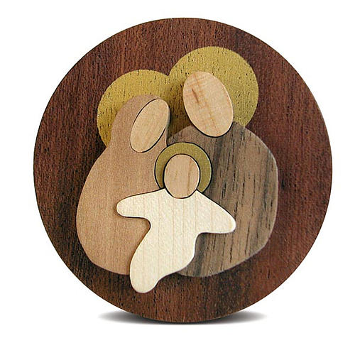 Round wooden favour with Holy Family 2