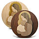 Round wooden favour with Virgin Mary with Baby Jesus s1