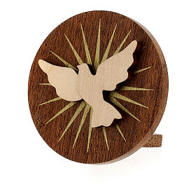 Round wooden favour with Holy Spirit