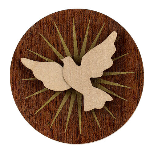 Round wooden favour with Holy Spirit 1