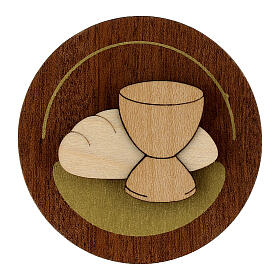 Round wooden Azur favor bread and wine
