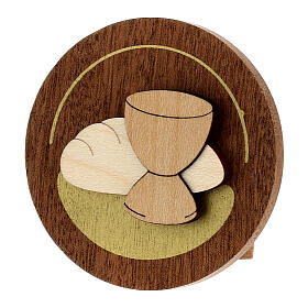 Round wooden Azur favor bread and wine
