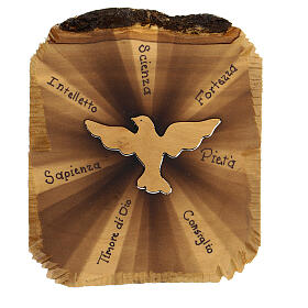 Gołąbek Duch Święty, obrazek drewno oliwne 12x12 cm, Azur Loppiano