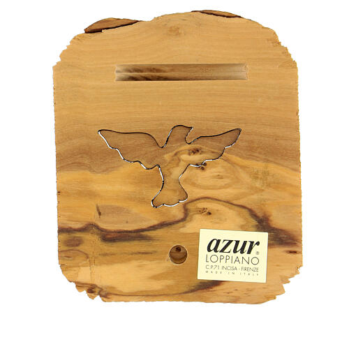 Gołąbek Duch Święty, obrazek drewno oliwne 12x12 cm, Azur Loppiano 3