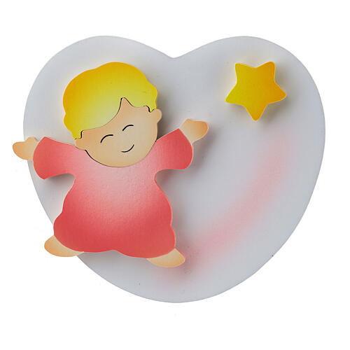 Hija del cielo, niña rosa, corazón Azur Loppiano, 10x10 cm 1