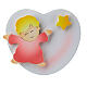 Hija del cielo, niña rosa, corazón Azur Loppiano, 10x10 cm s1
