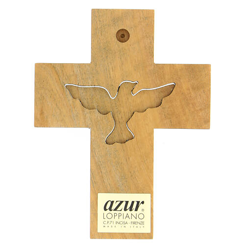 Kreuz mit Heiliger Geist Taube Azur Loppiano, 13x10 cm 3