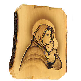 Pala Madonna del Riposo legno d'olivo Azur Loppiano 22x20 cm