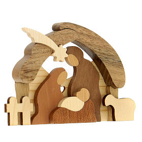 Crèche miniature bois marqueté Azur Loppiano 8x12 cm
