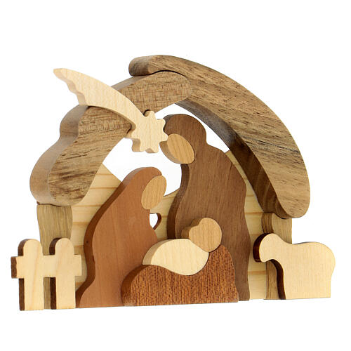 Crèche miniature bois marqueté Azur Loppiano 8x12 cm 2