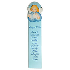 Anjo de Deus azul grande enfeite madeira Azur Loppiano 60x12 cm