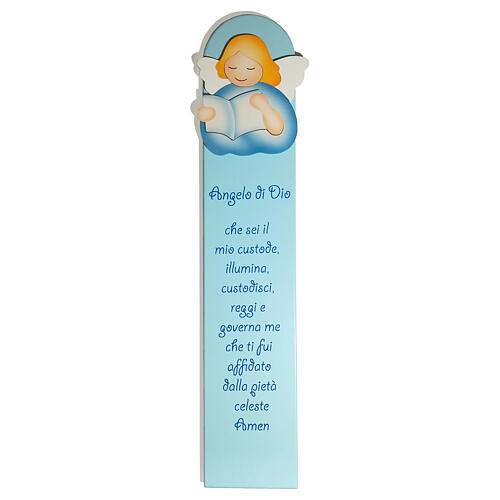 Anjo de Deus azul grande enfeite madeira Azur Loppiano 60x12 cm 1