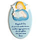 Oval wooden ornament with blue Guardian Angel, Azur Loppiano, 9x5 in s1