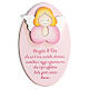 Oval wooden ornament with pink Guardian Angel, Azur Loppiano, 9x5 in s1