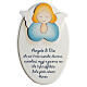 Oval wooden ornament with blue praying angel, Azur Loppiano, 9x6 in s1