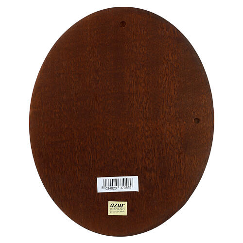 Bassorilievo Sacra Famiglia legno mogano ovale 35x30 cm 3