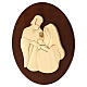 Bassorilievo Sacra Famiglia legno mogano ovale 35x30 cm s2