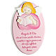 Pink oval ornament with reading angel and prayer, Azur Loppiano, 9x6 in s1